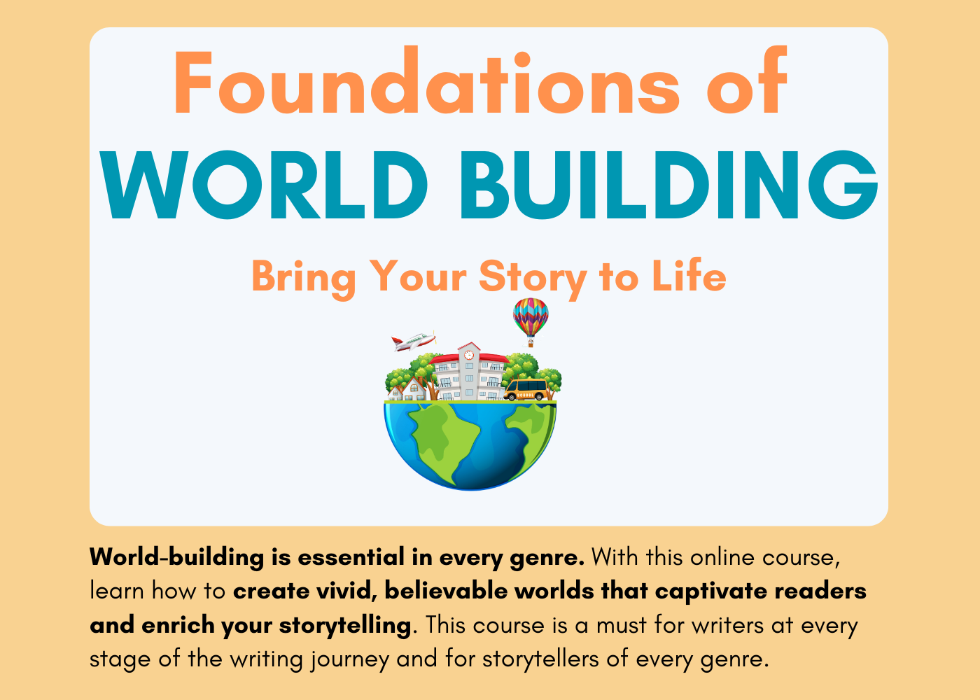 Foundations of World Building Sales graphic for online course